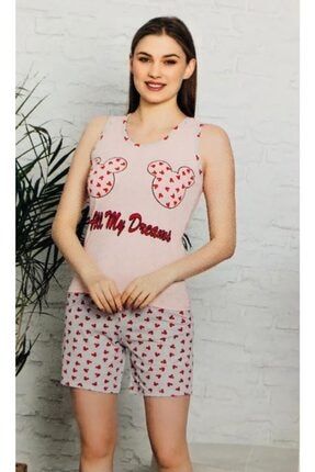 Kadın Mickey Mause Desenli Örme Pijama Takımı KLR10003P