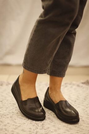 Filik Hakiki Deri Dikiş Detaylı Ayakkabı -siyah FILIK0110
