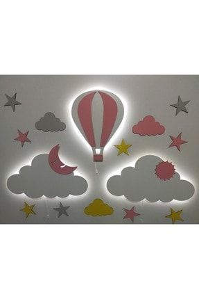 Işıklı Isimli Balon Bulut 2 Li Ahşap Gece Lambası Ledli Dekoratif Aydınlatma Çocuk Odası fbrkahsp0447
