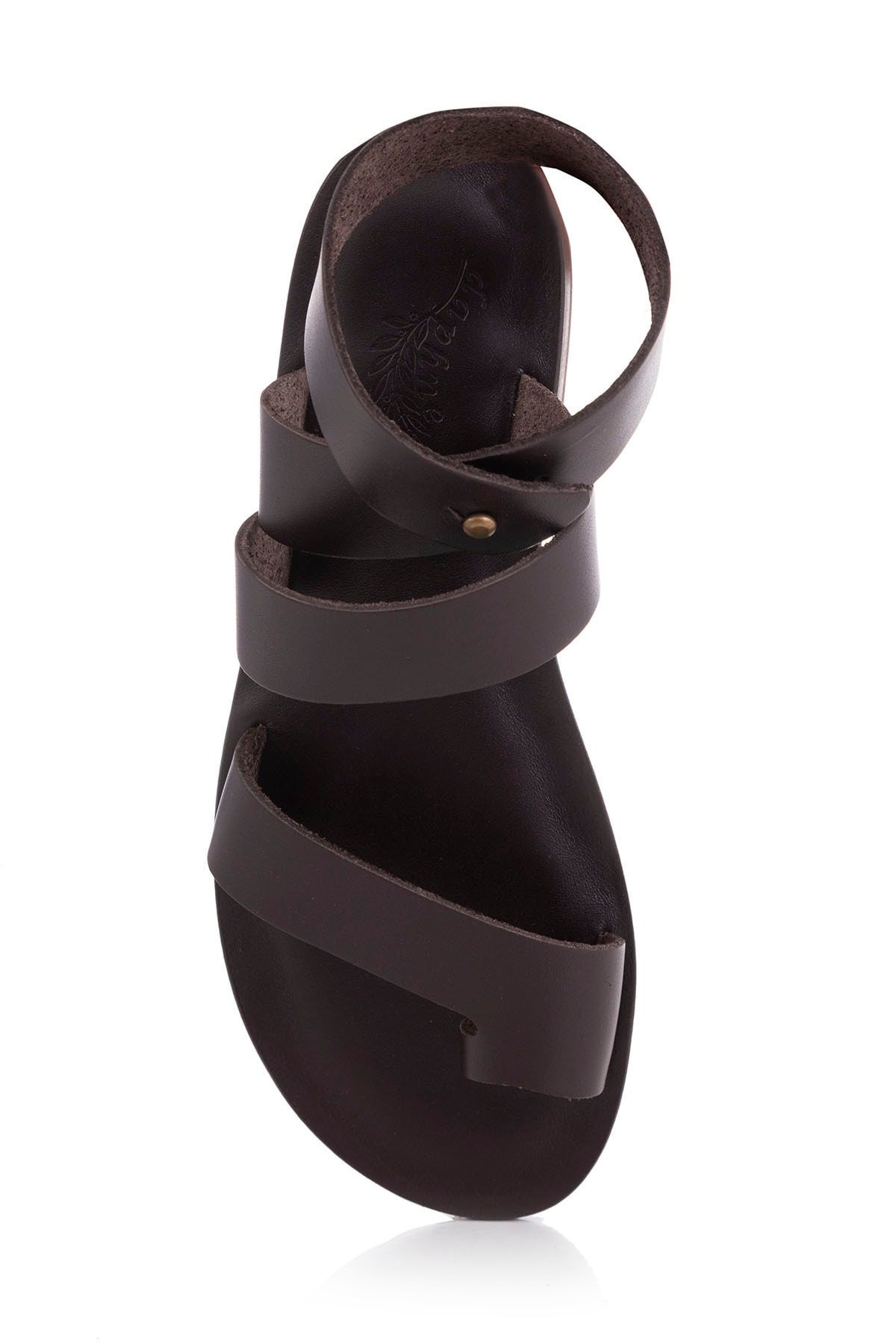 صندل چند رنگ زنانه های قهوه چرمی واقعی دست ساز Bodrum 2049 DaphneSandals