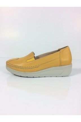 Sarı Kadın Hakiki Deri Günlük Dolgu Topuklu Ayakkabı K2WDA058