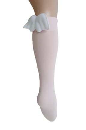 Dizaltı Pembe Kız Çocuk Çorabı (BEYAZ KANATLI) D22420111