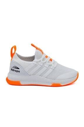 Unisex Çocuk Beyaz Turuncu Spor Ayakkabı MRD0126