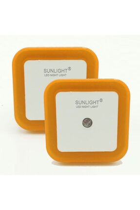 Kare Led Gece Lambası 0,5w Işıklı Fişli Fotosel Sensörlü 2 Adet Sarı su039903
