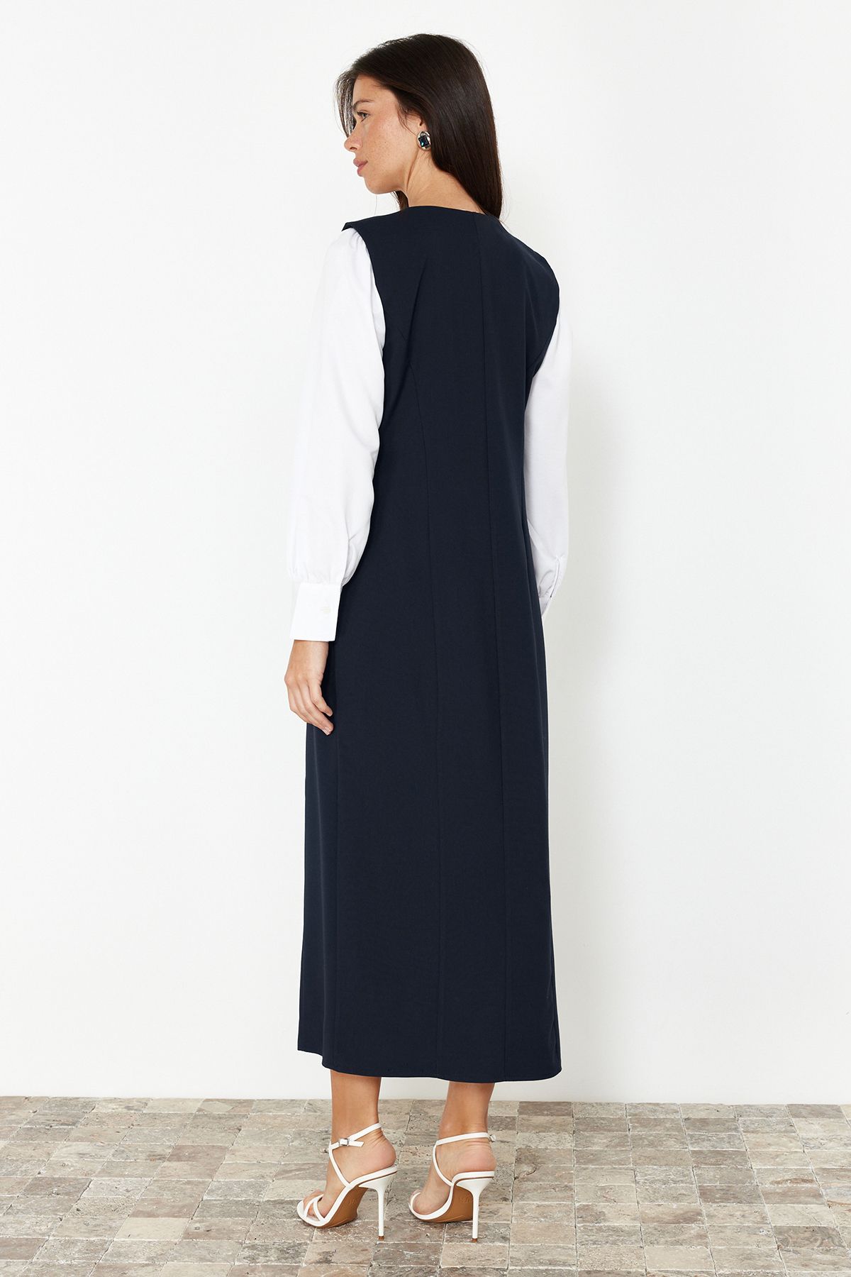 Trendyol Modest-Marineblaues Gilet-Kleid – Webstoff, TCTSS24EB00202 6