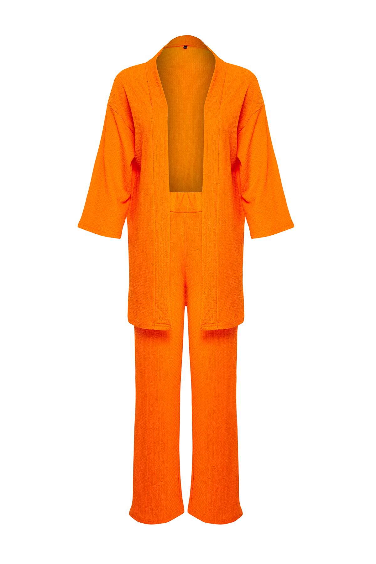 Trendyol Collection-Orange Knitted Relaxed Fit Kimona and Pants Set - TWOSS24AU00091 7