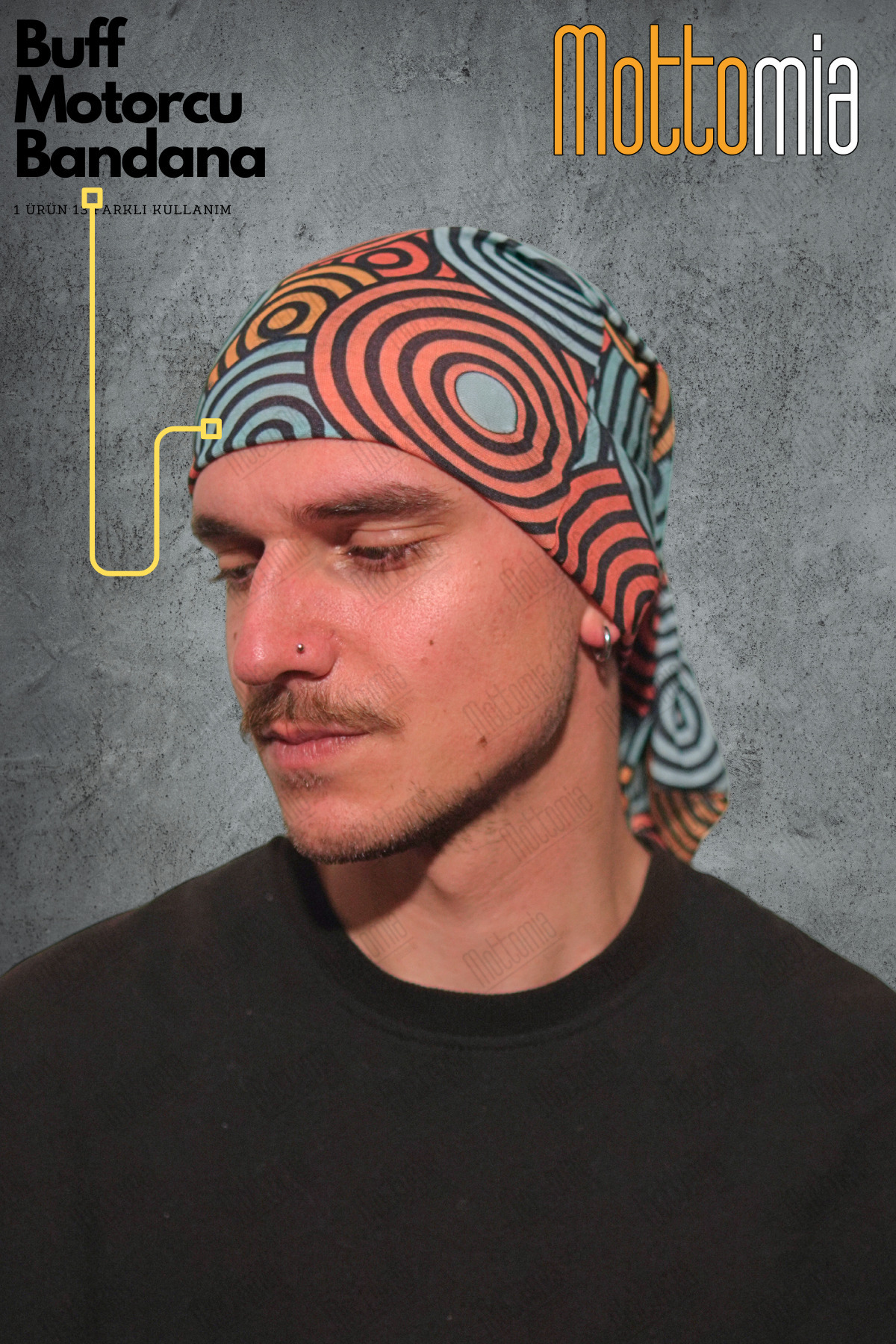 mottomia Etnik Dağcı Temalı Unisex Viskon Kumaş Premium Kalite Buff (Baf) Boyunluk Motorcu Bandana