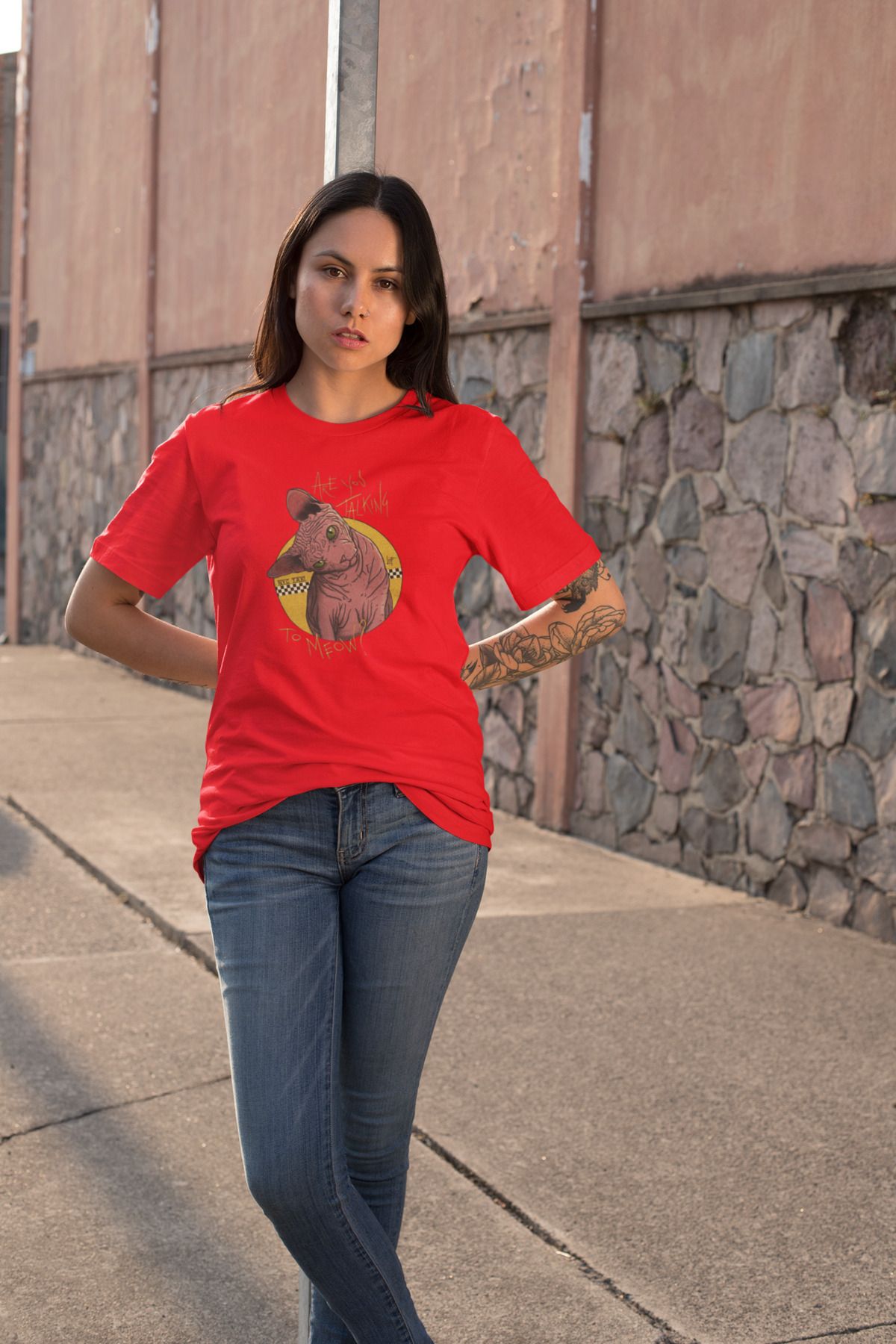 Boi-Unisex Sphinx Cat Printed Oversize T-Shirt - Colorful, Special Design with Cat Pattern 3