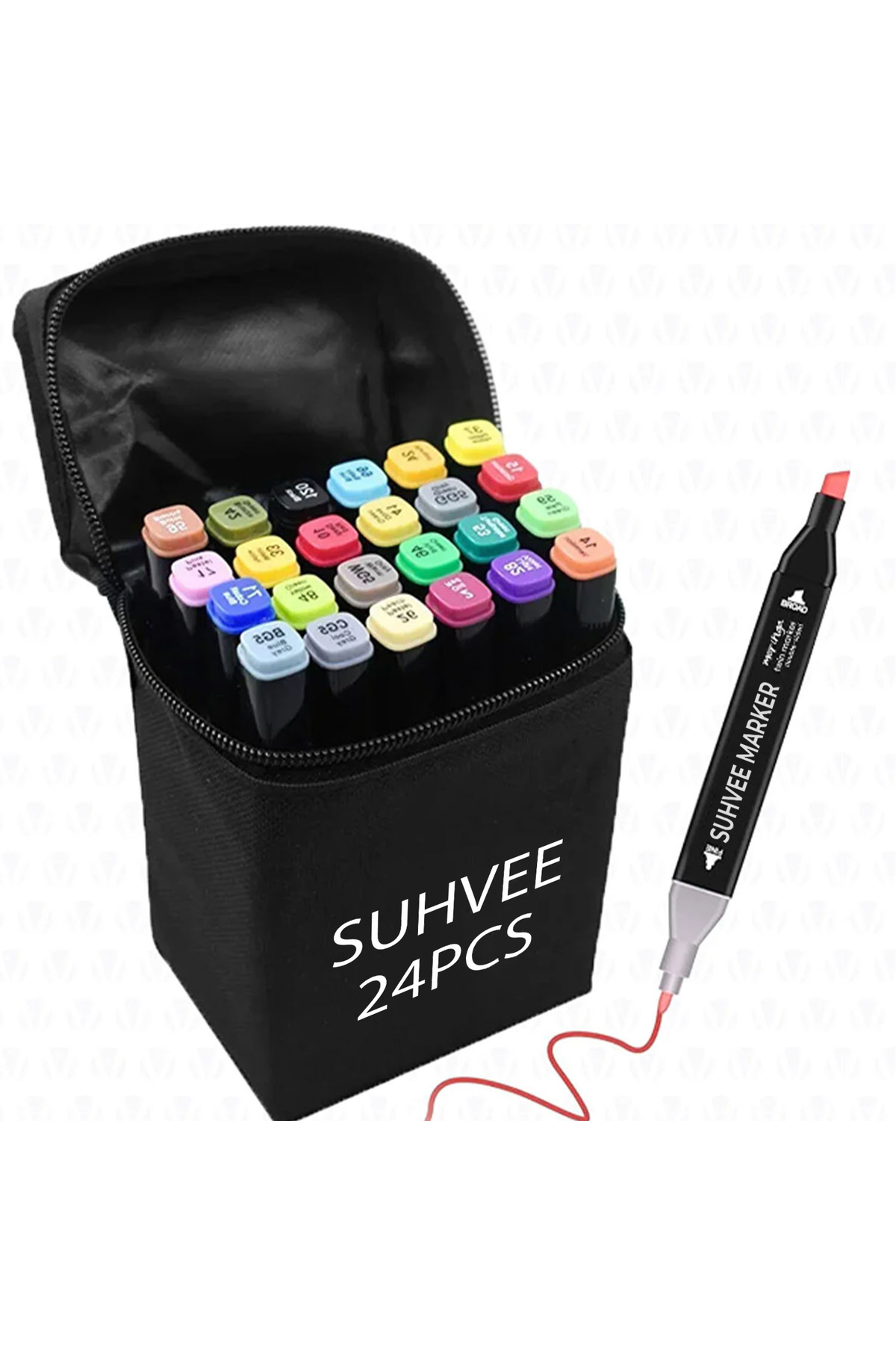 Suhvee 24-Piece Double-Sided Art Marker Marker Set with Gift Bag