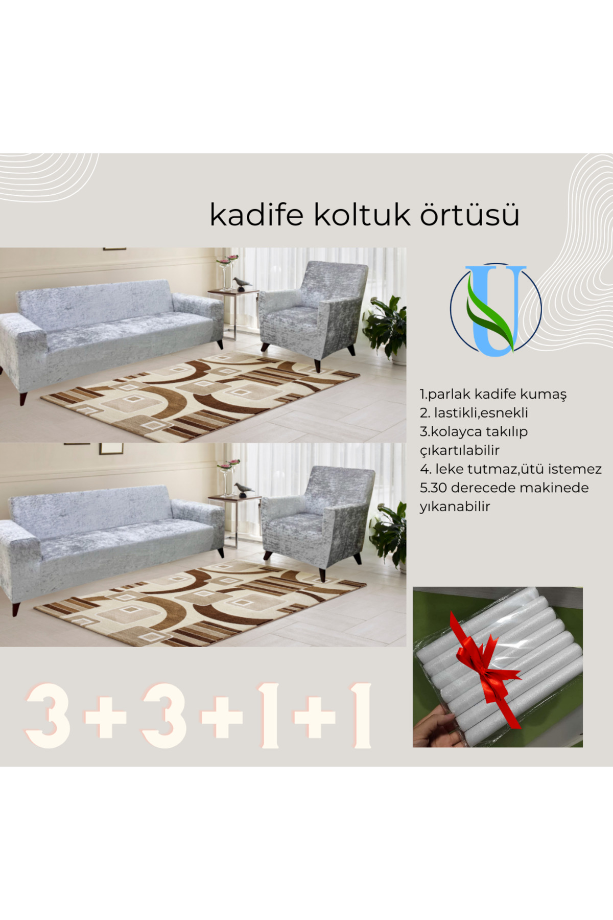 Velvet Sofa Sofa Sofa Cover Cover 3+3+1+1 Set