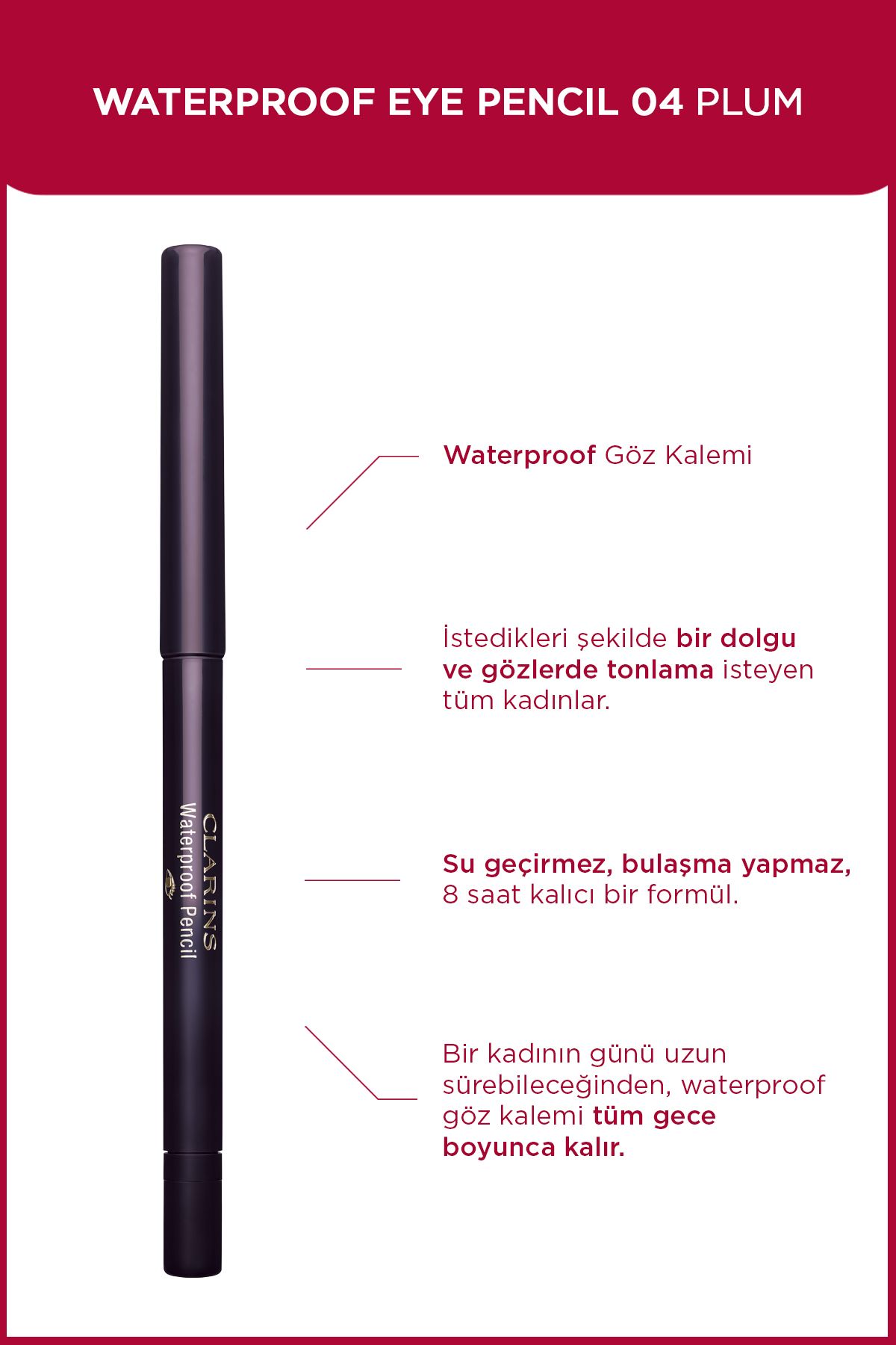 Clarins مداد چشم آب بندی مخملی 04 با رنگ ارغوانی