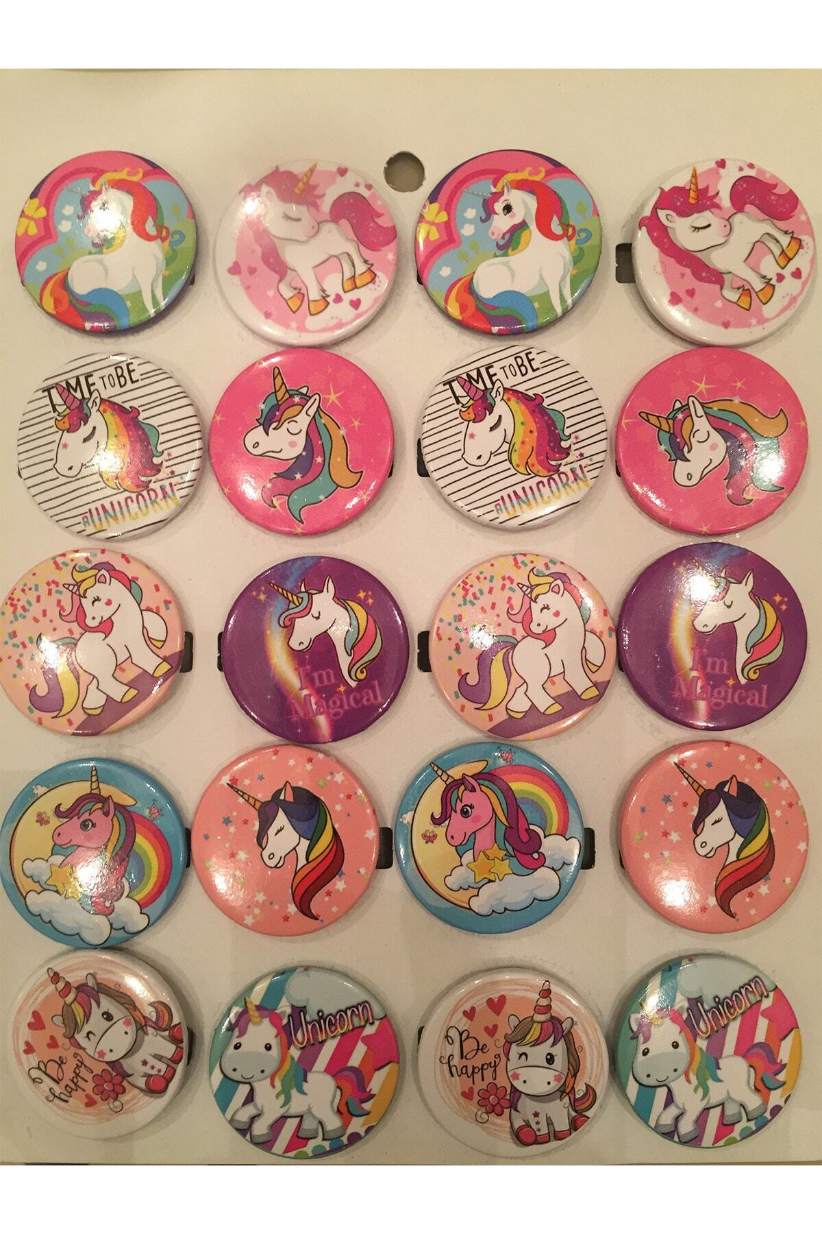 8x Unicorn Metal Badges