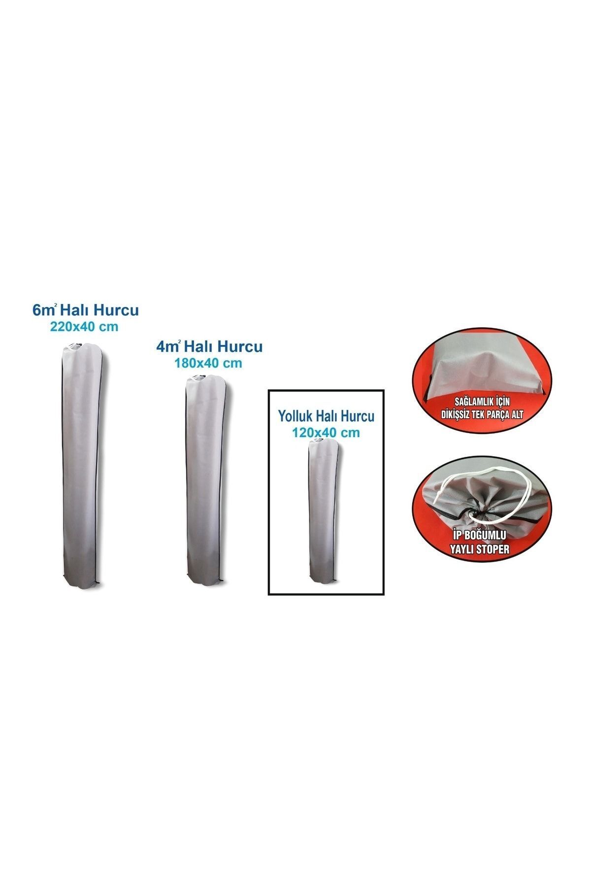 Halı Kılıfı, Halı Hurç. Yolluk Halılar Icin 120x40 Cm Halı Taşıma Ve Saklama Torbası, Gri Renk