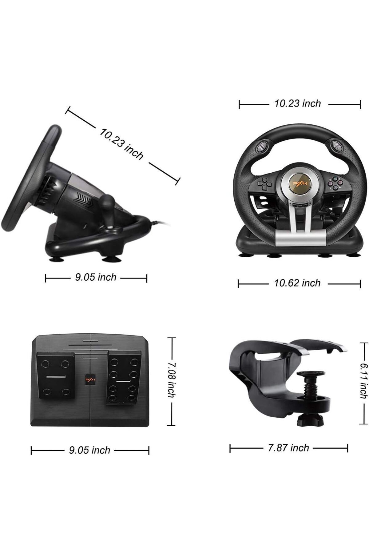 MEGAMUS-PXN V3 Pro vibration gaming Steering wheel controller for PS4, PS3, XBOX ONE, XBOX series S/X, PC 5