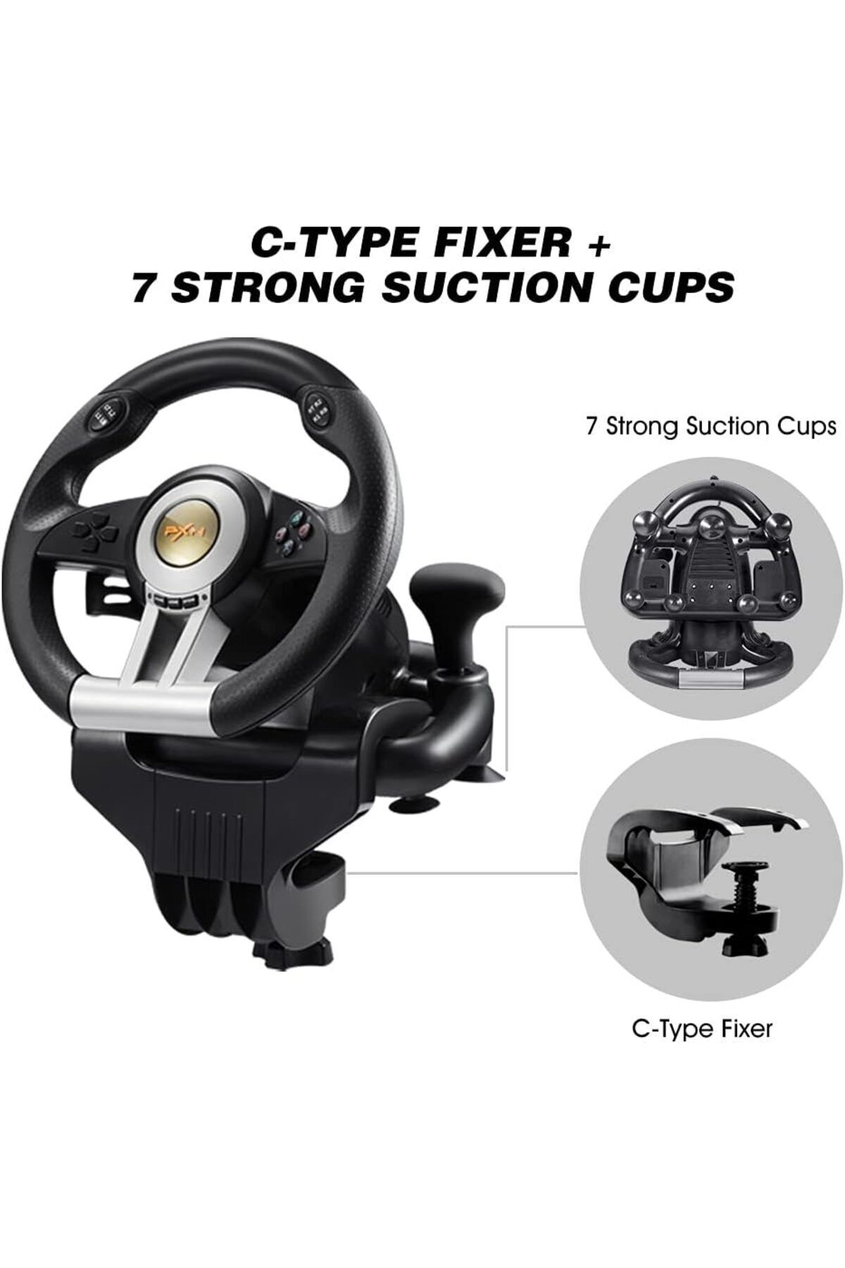 MEGAMUS-PXN V3 Pro vibration gaming Steering wheel controller for PS4, PS3, XBOX ONE, XBOX series S/X, PC 4