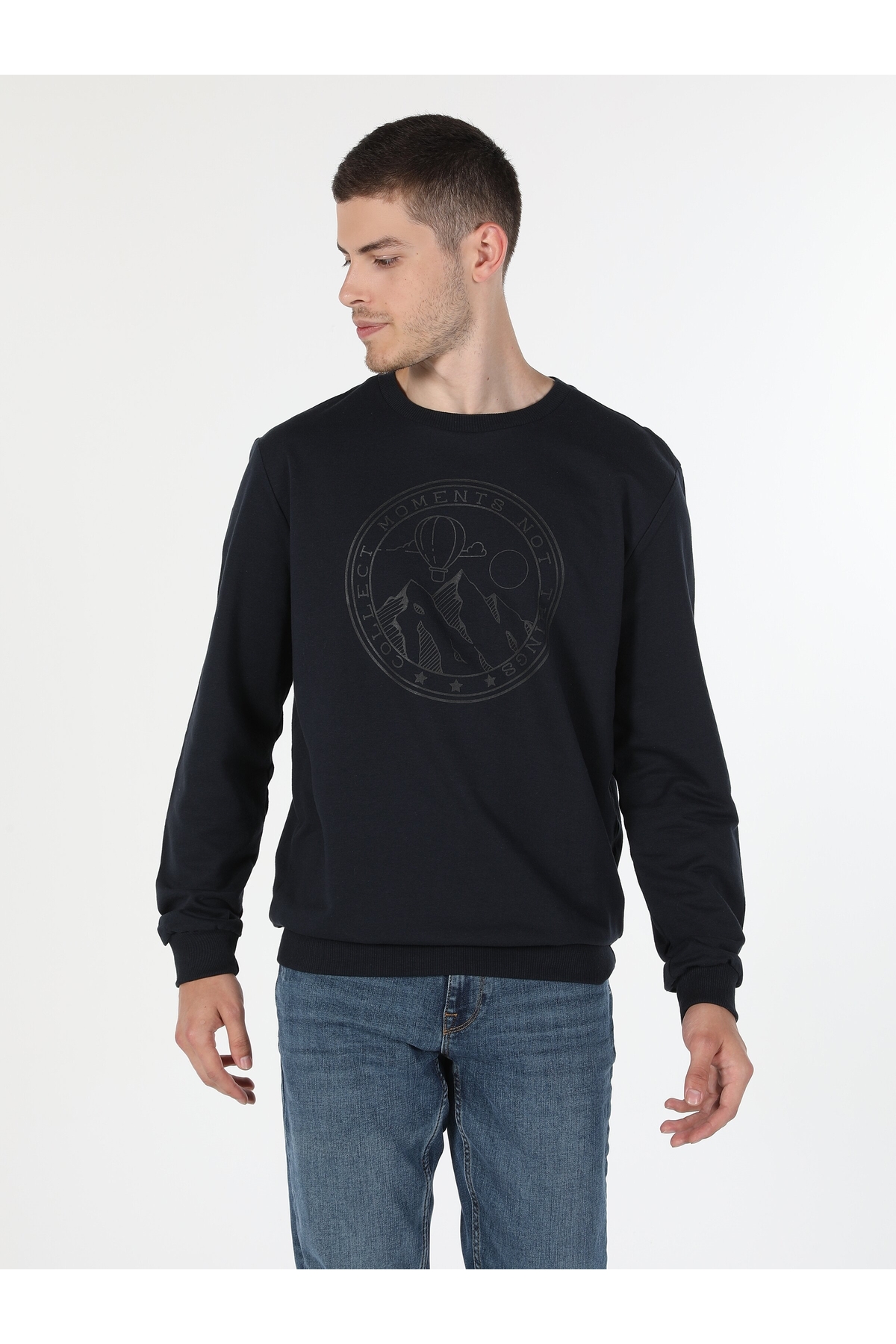 سویشرت مردانه آبی سرمه ای کولینز | .CL1060128_Q1.V2_NAV اورجینال - تصویر 4