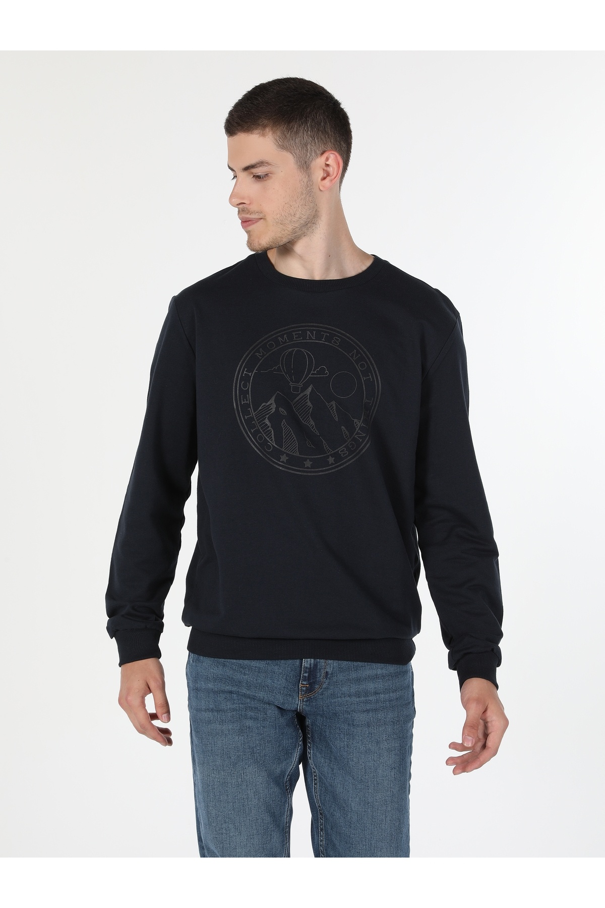 سویشرت مردانه آبی سرمه ای کولینز | .CL1060128_Q1.V2_NAV اورجینال - تصویر 7