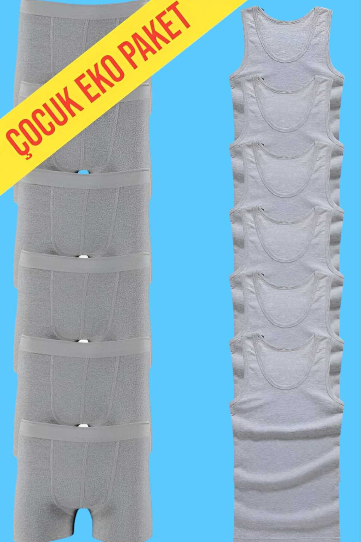 Tezzgelsin Erkek Çocuk Ikili Set Pamuklu Penye 6 Atlet 6 Boxer fotoğrafı 7 (önizleme)