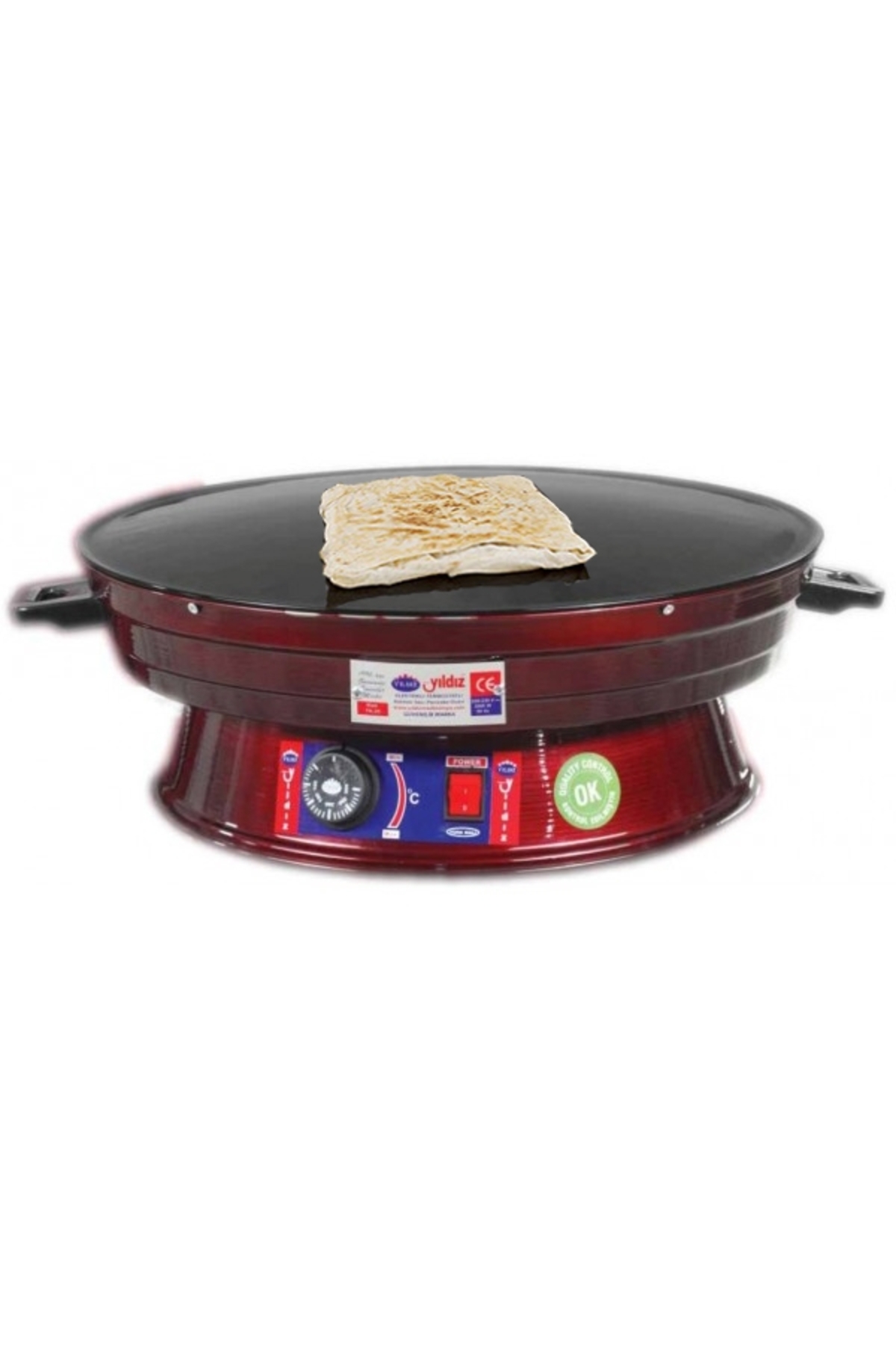 YILDIZ 2000w Elektrikli Lüks Termostatlı 50 Cm Ekmek,gözleme,börek Ve Katmer Sacı