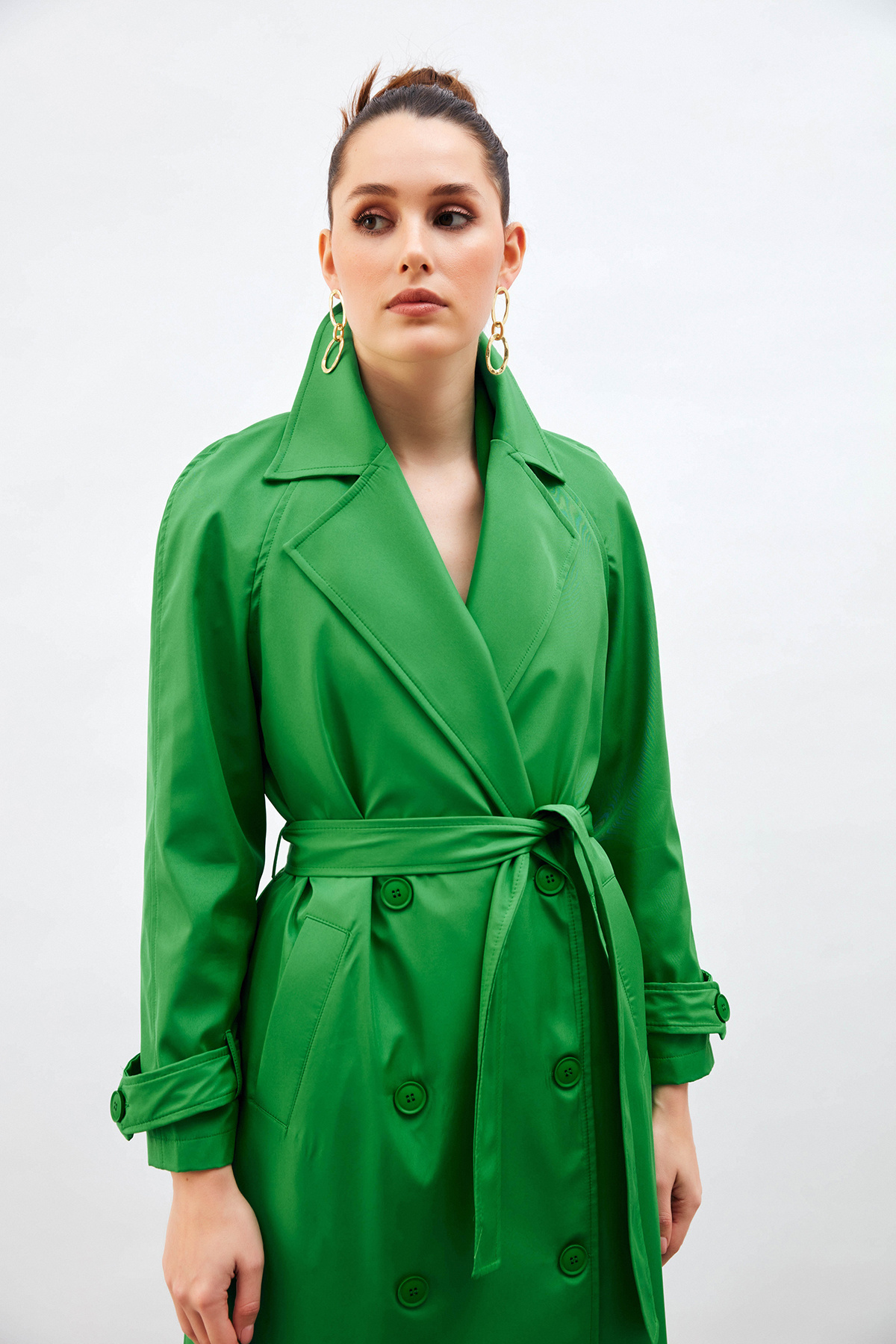 Sateen-Ζώνη Long Trench - Πράσινη 3
