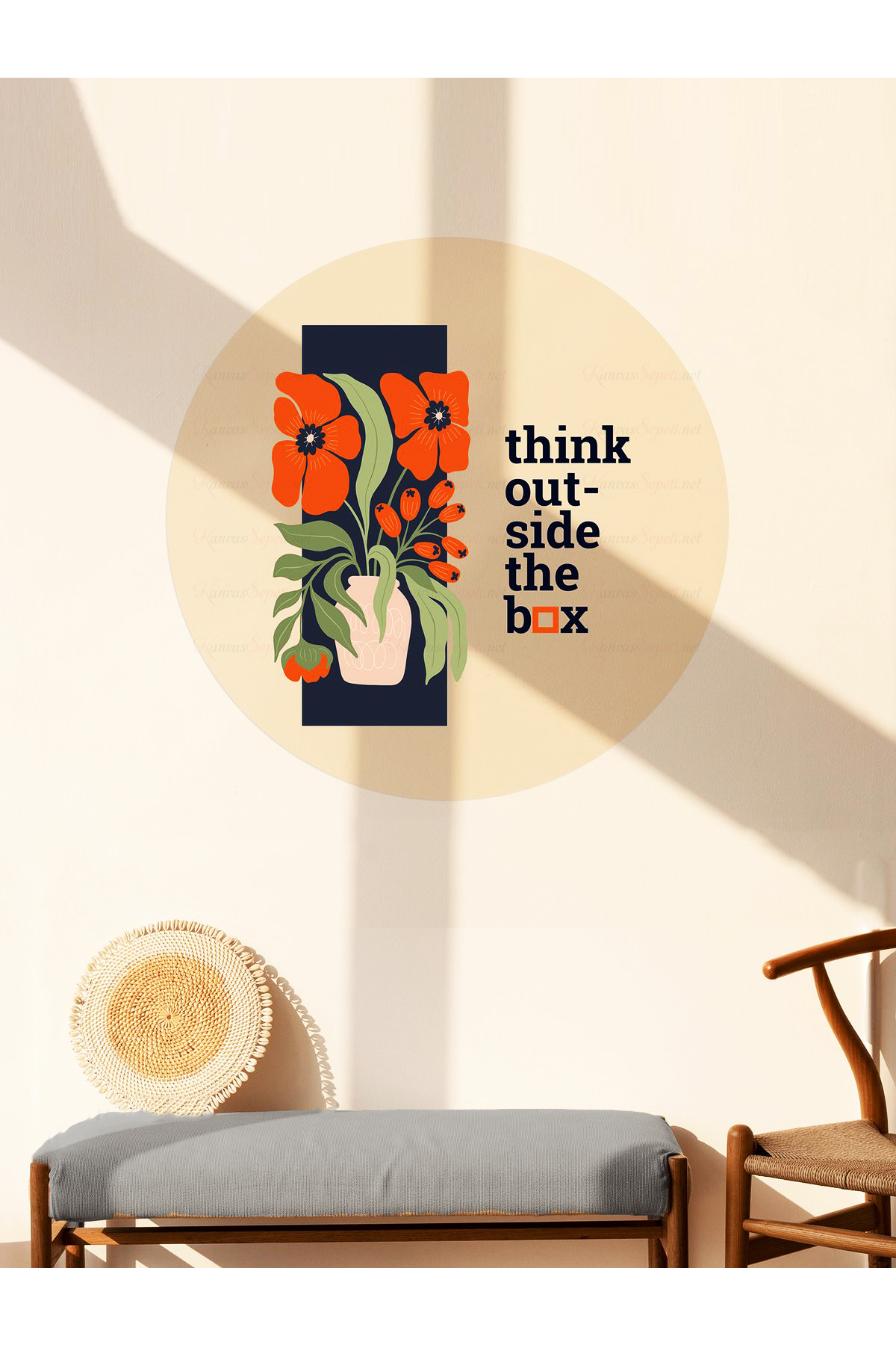 Kendiliğinden Yapışkanlı Kalın Kanvas Dokulu Dekoratif Bohem Art Soyut Duvar Kağıdı Duvar Stickerı