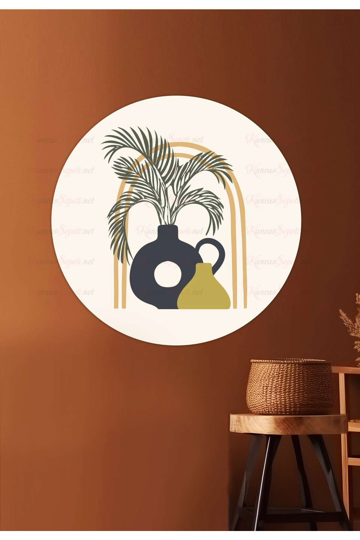 Kendiliğinden Yapışkanlı Kalın Kanvas Dokulu Dekoratif Bohem Art Soyut Duvar Kağıdı Duvar Stickerı