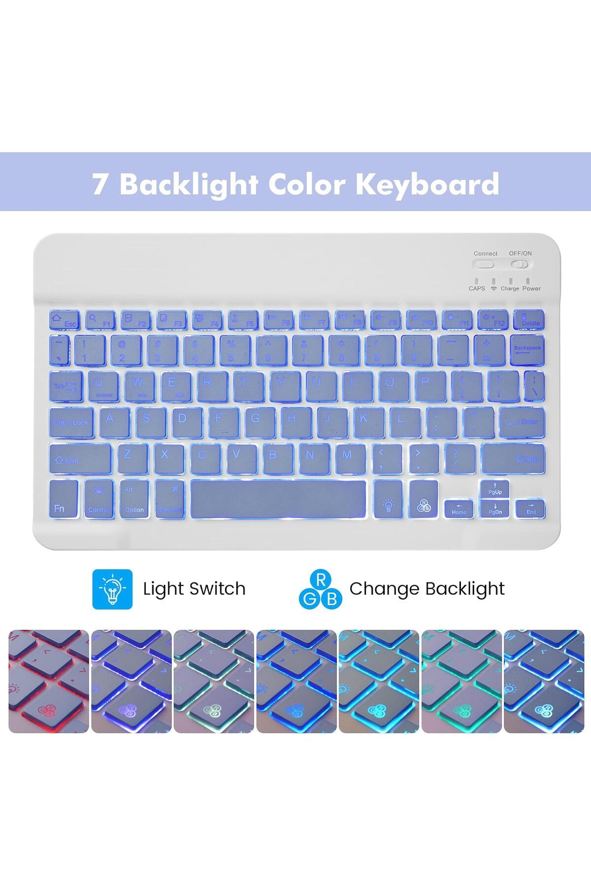 ESR-2022 ايباد 10.الجيل 10.9 A2696 A2757/77 حافظة لوحة مفاتيح Qwerty تركية متوافقة مع إضاءة RGB 4
