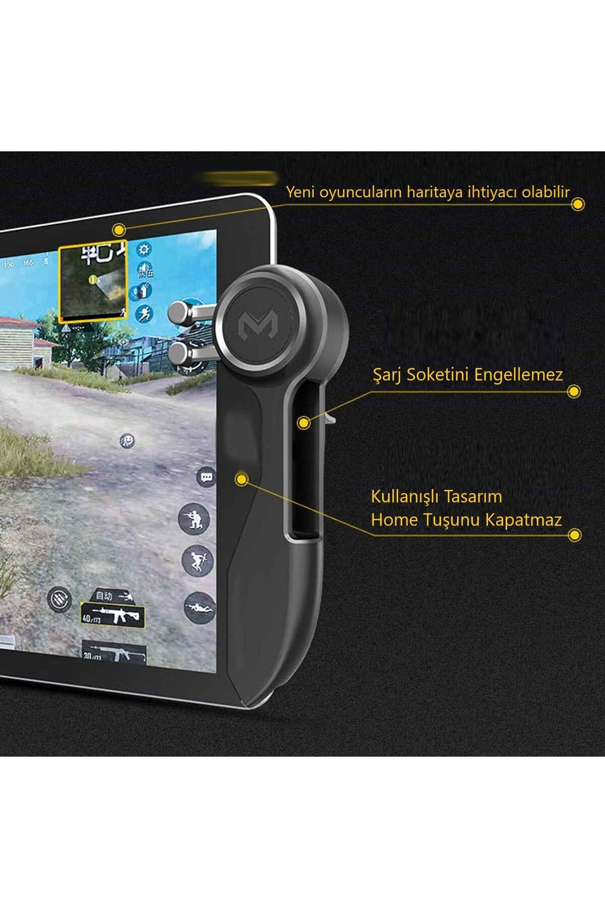 iPad Tablet için 2 Adet Oyun Joystick Tetik Kolu 6 Parmak L1R1 Pubg Mobile Ateş Tetiği Kolu Memo - 8