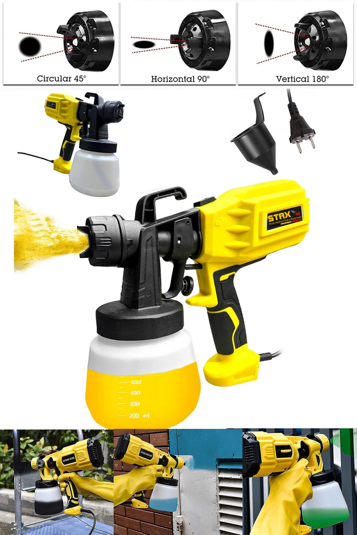 STAXX POWER Spg4080 Profesyonel Elektrikli Sprey Boya Tabancası 800 W Dezenfektan Püskürtme Makinesi + Çift Nozul