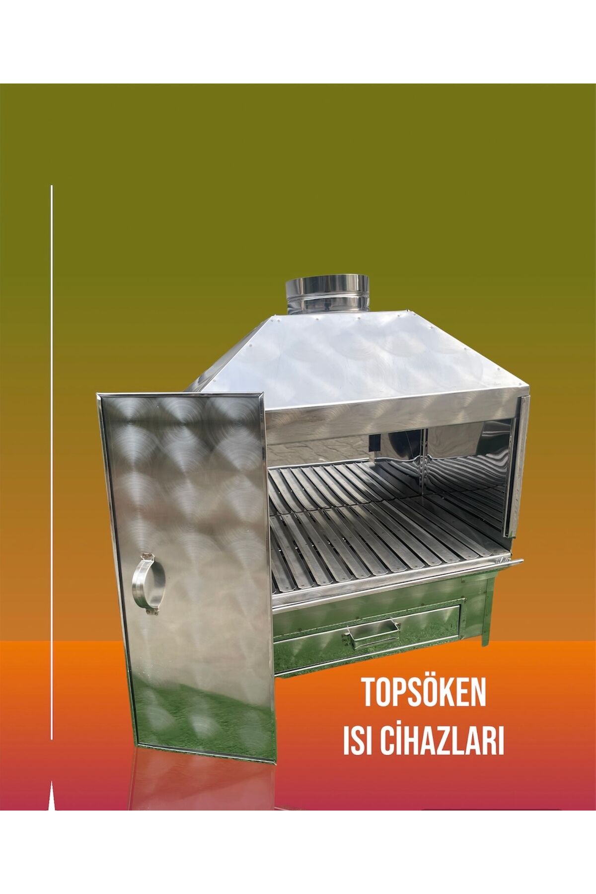 Paslanmaz Bacalı Barbekü 35x50 Cm Kapaklı Masaüstü