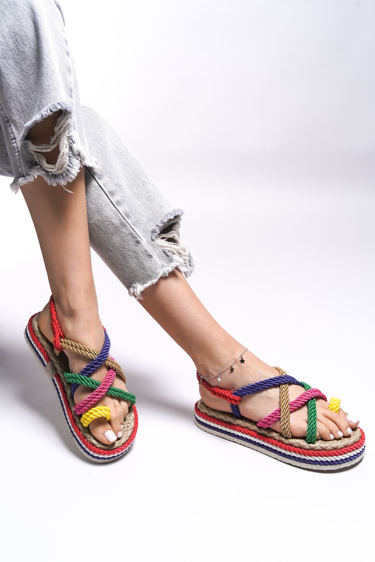 Riccon-Edlivren0012101 Modell Damen Sandalen - Regenbogen Design 3