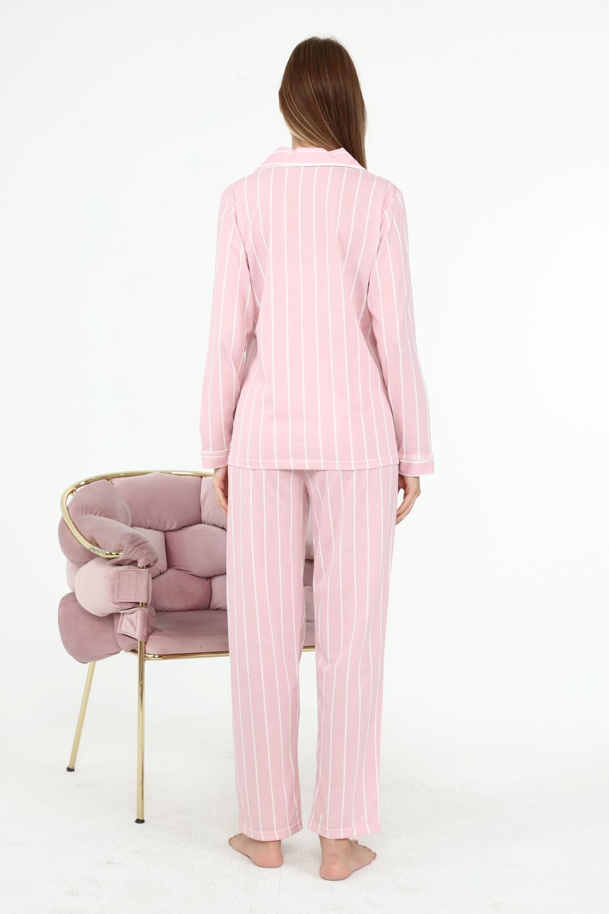 Genel Markalar Likapa Penye Önden Düğmeli Hamile Lohusa Uzun Kol Pijama Takımı fotoğrafı 6 (önizleme)