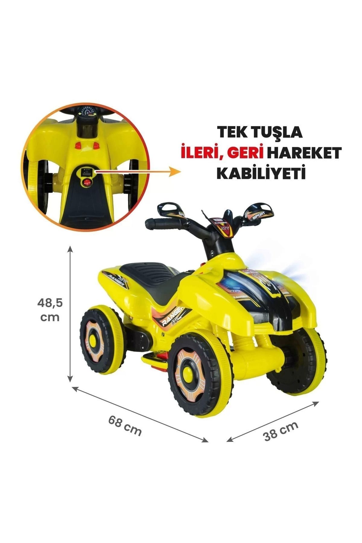 Genel Markalar Led Işıklı Müzikli Akülü  Araba Atv Motor 2-4 Yaş - 6V