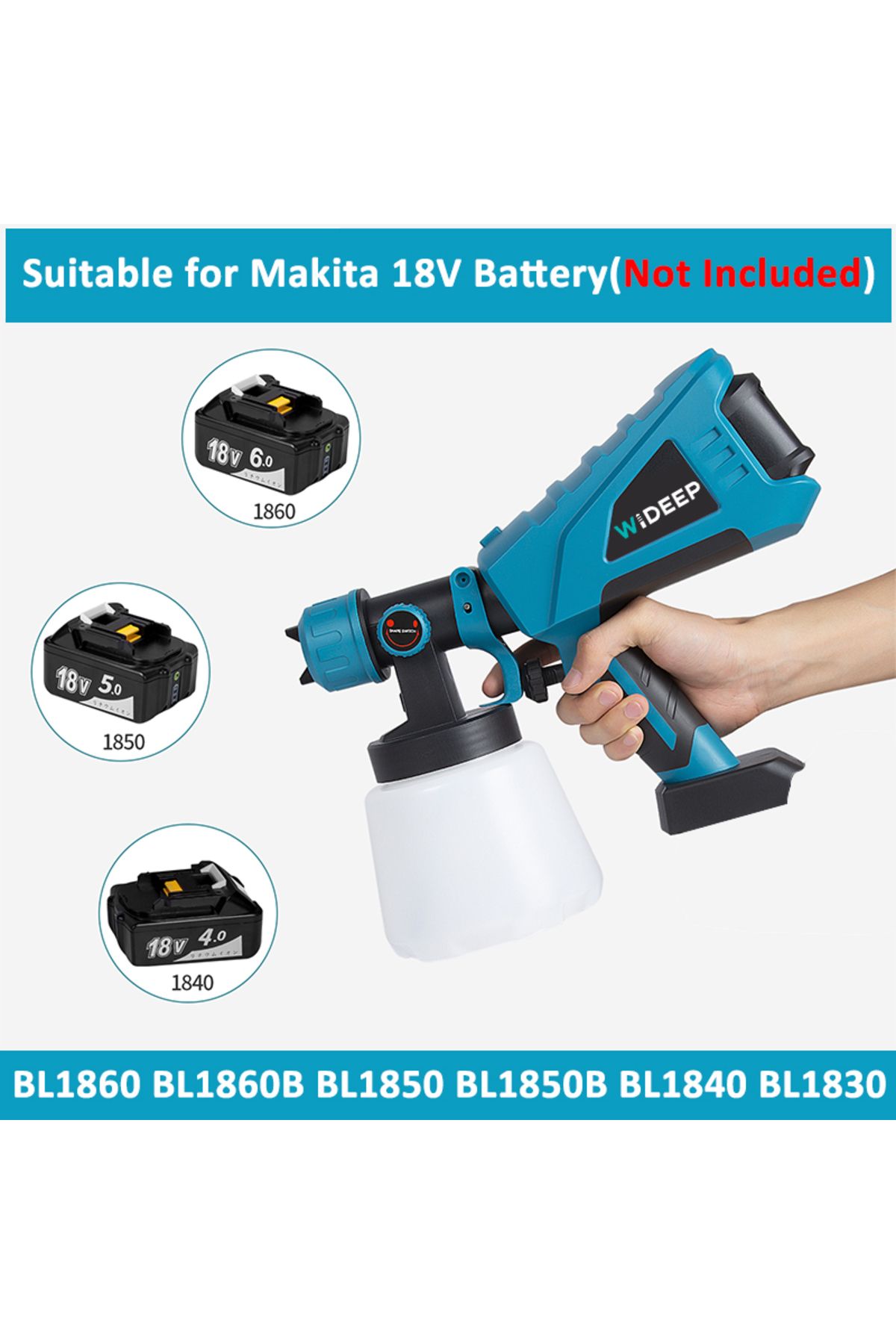 WIDEEP-18V 1500W Electric Cordless Spray Gun High Power HVLP Paint Sprayer Auto Furniture Steel Coating ... 4