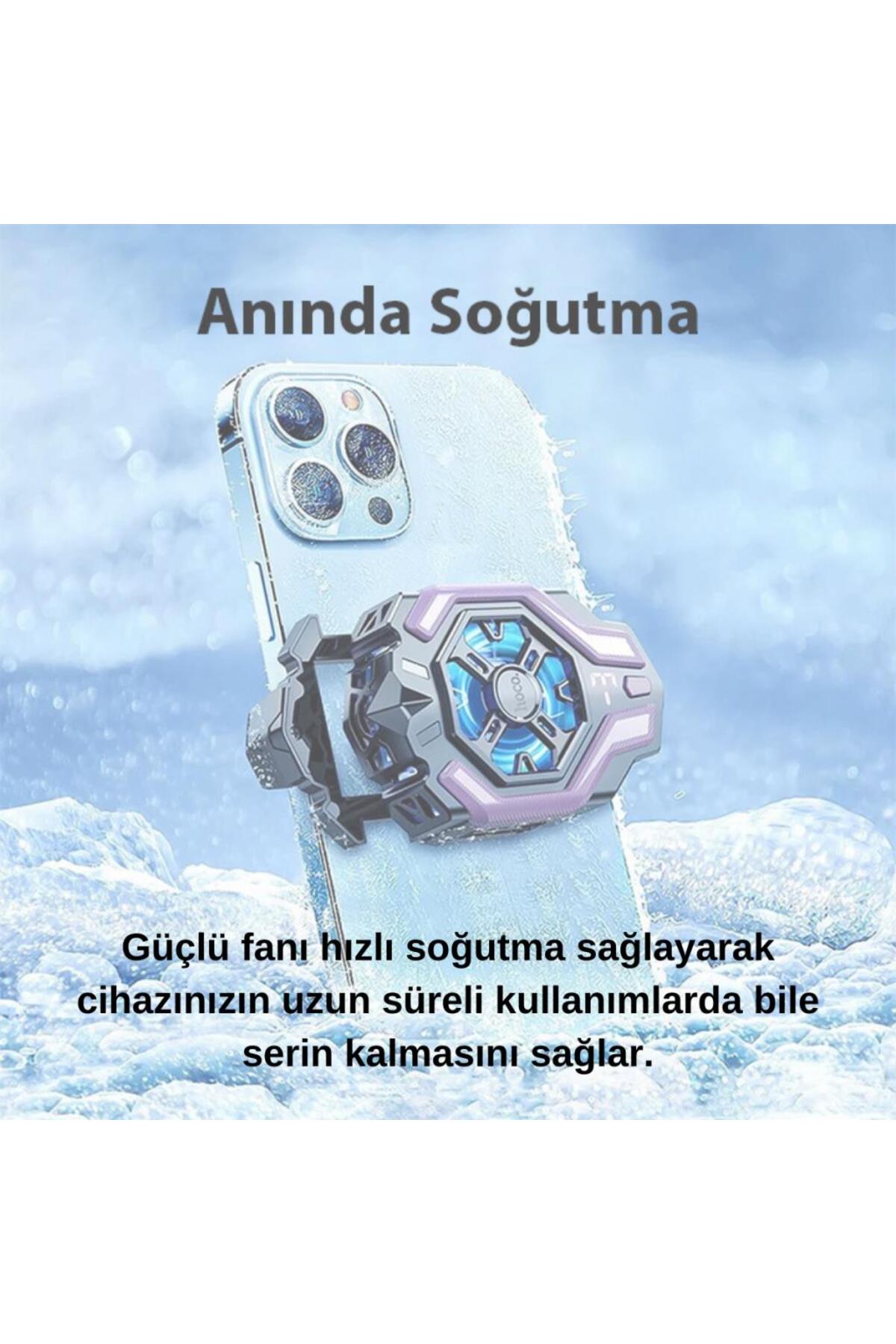 Universal Işıklı Radyatörlü SüperCool Oyuncular için Telefon Soğutma Fanı, Kompakt Soğutucu 2