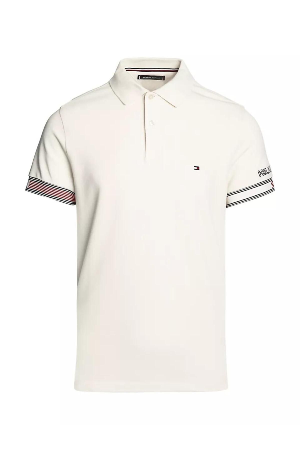 تی شرت یقه پولو نود مردانه پرچم دکمه دار اورجینال Tommy Hilfiger