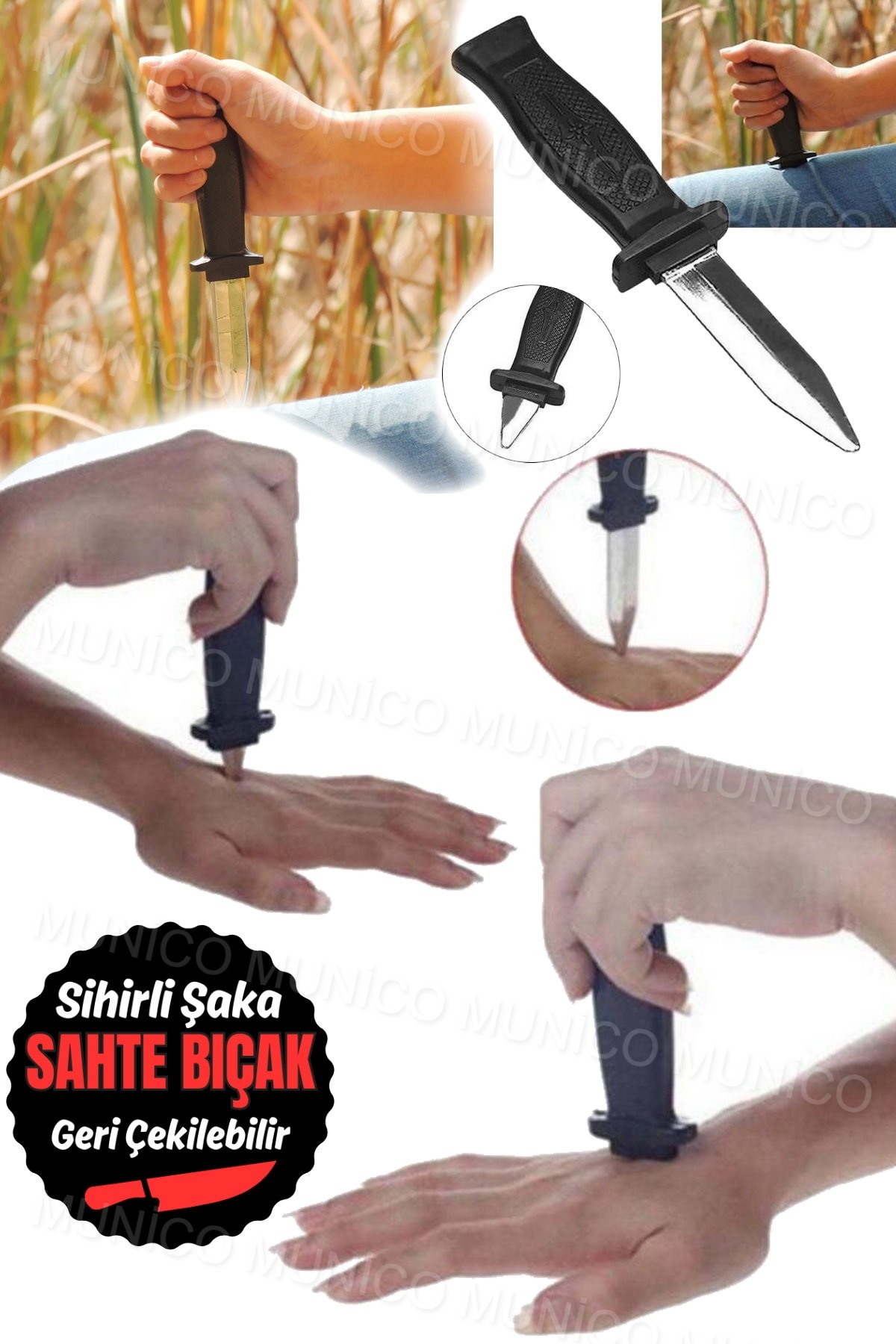 Munico Cadılar bayramı parti oyuncakları Simülasyon Plastik Bahar Geri Çekilebilir Benzeri Bıçak Komik Şaka