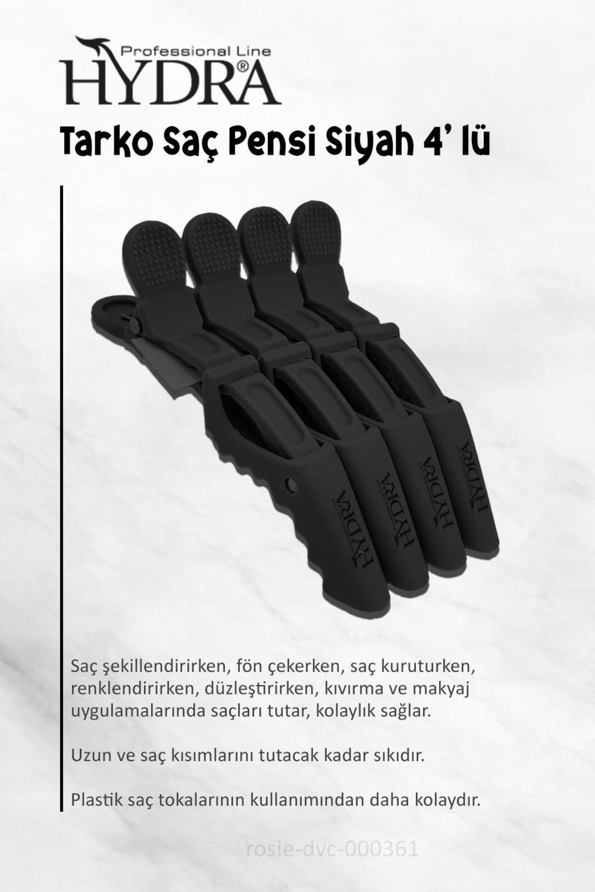 Tarko-Tarko Hydra 2192 Hair Clamp - 4 Pieces, Black and Rosie Set of 4 2