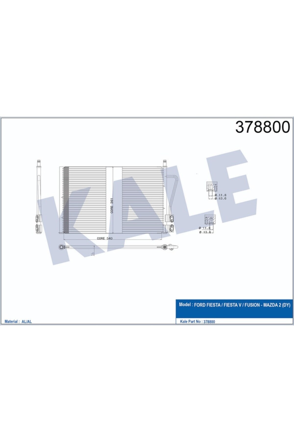 parcafix Klima Kondenseri Fiesta Fusion 1.4D Benzinli 2002-12 (580X361X16) 504649857