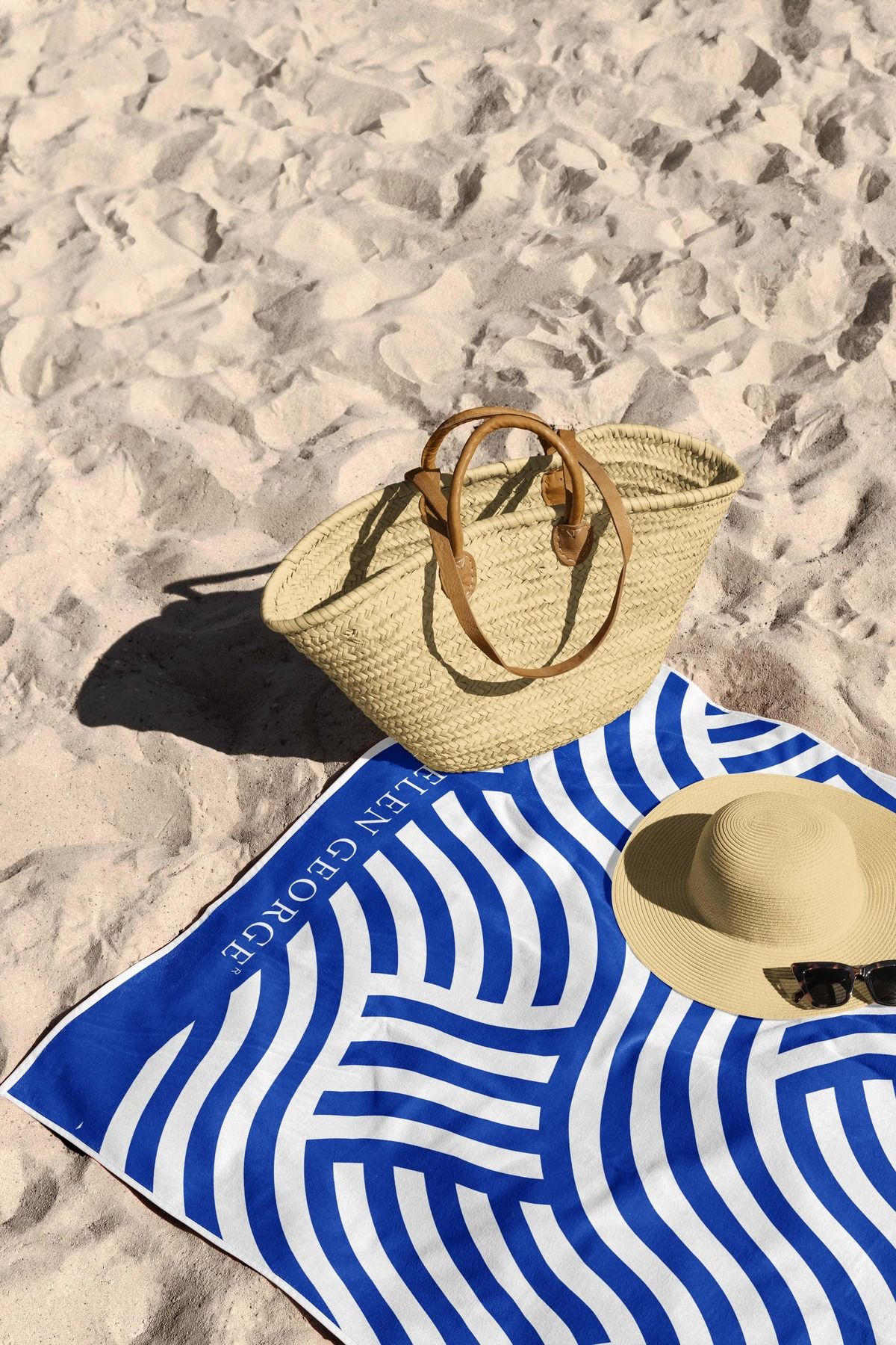 Helen George Marseille Oversize Blue and White Geometric Patterned Beach Towel Trendyol