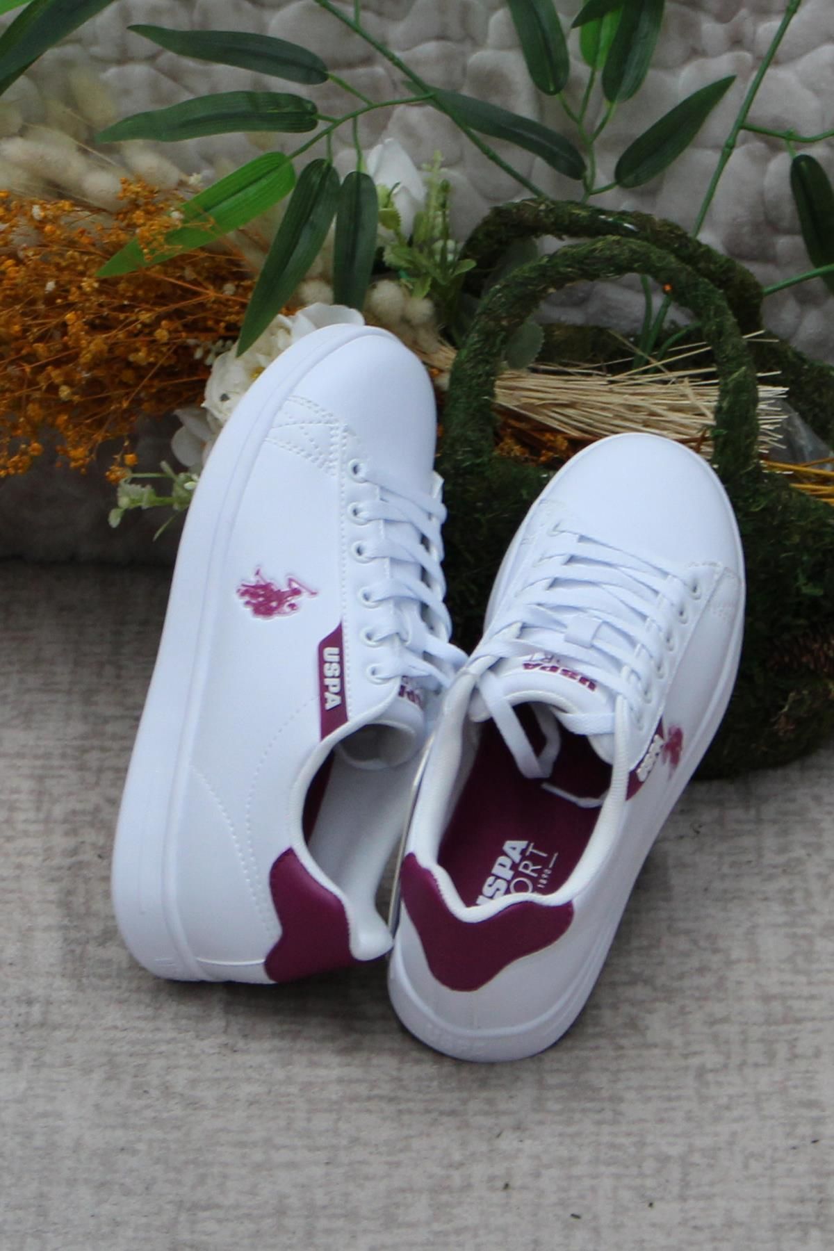 اسنیکر سفید زنانه پایه. چوگان Assn. کفش Bordeaux U.S. Polo Assn.
