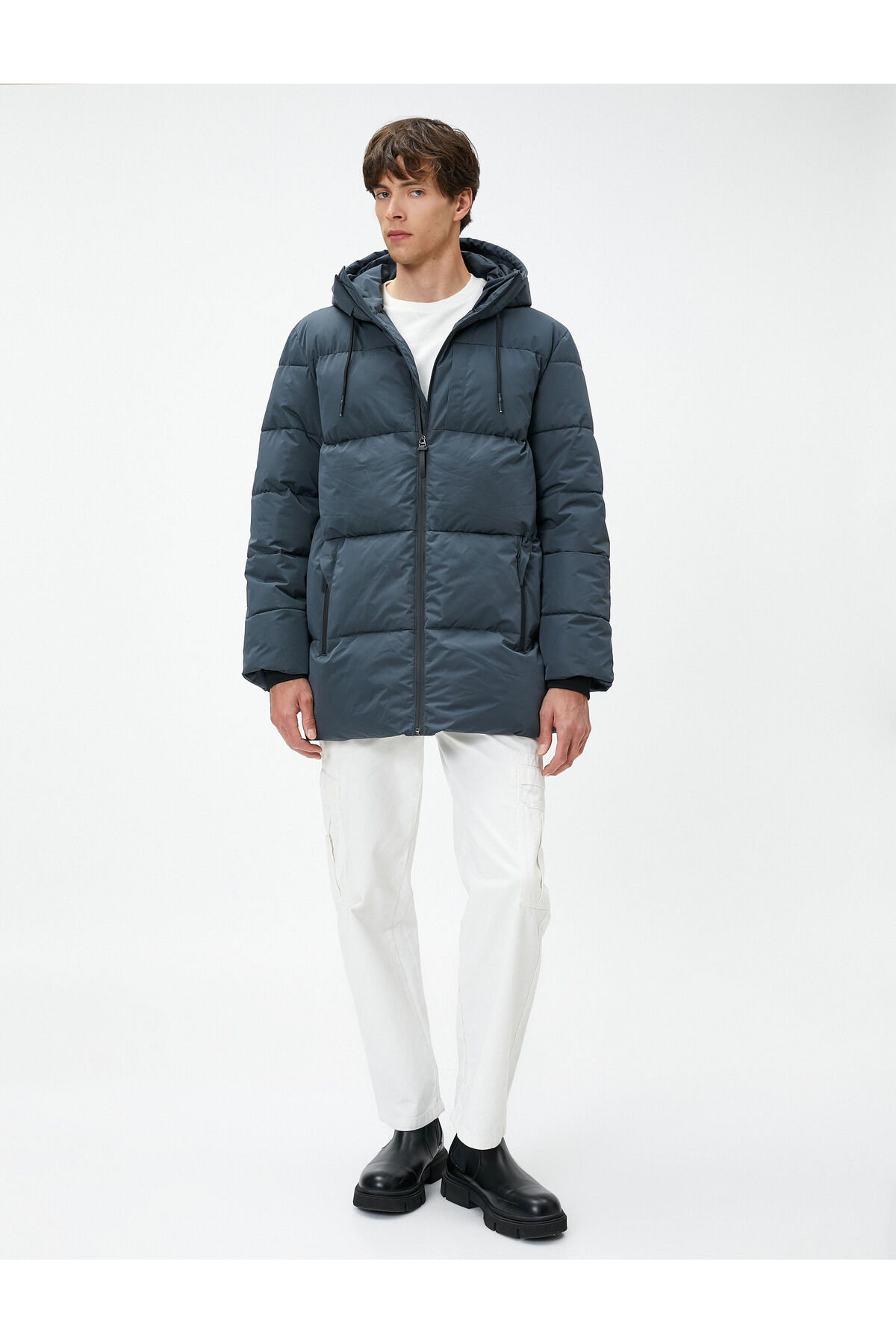 پالتو مردانه خاکستری کوتون | 4WAM00034HW اورجینال - تصویر 3