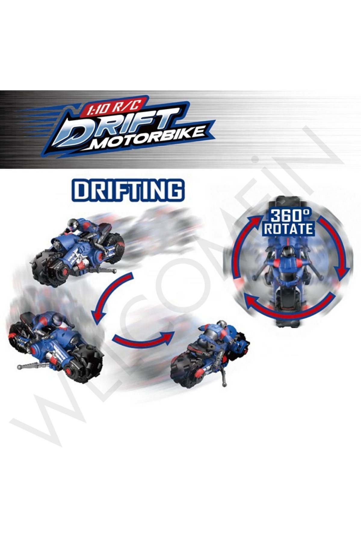 Oyuncak Uzaktan Kumandalı,Drift Atan,Işıklı,360 Dönebilen,Full Fonksiyon,Şarjlı,RC Motor - 3