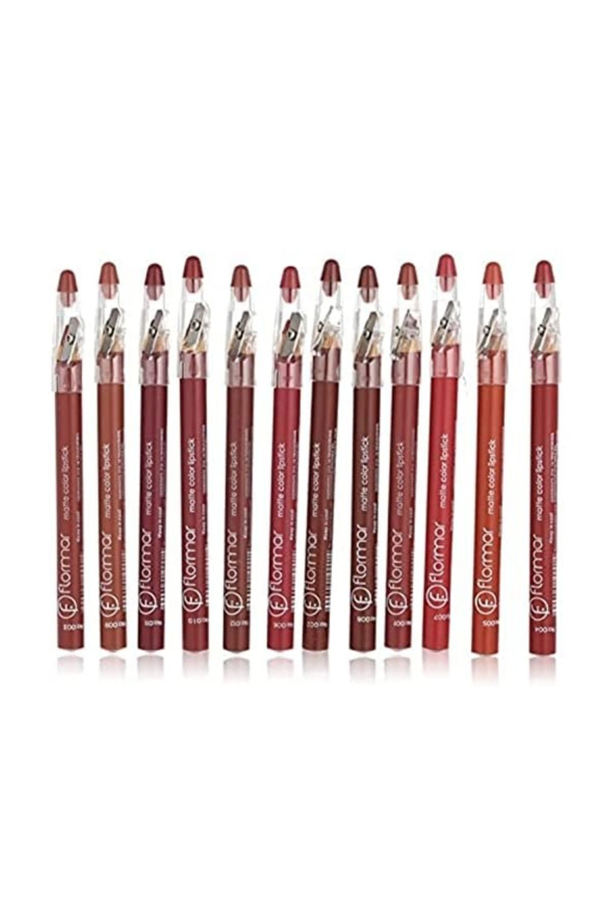 AbakKozmetk Flormar dudak kalemi Matte Color Lipstick Jumbo Kalın Kalem Ruj Kalem 12'li set Kalemtıraşlı