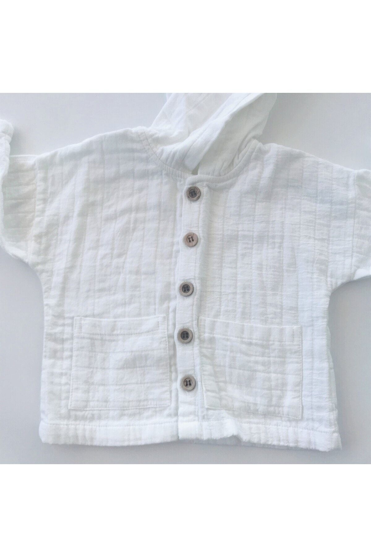 Aydodo Conroy Kapuşonlu Önü Düğmeli Tetra Muslin Hırka fotoğrafı 2 (önizleme)