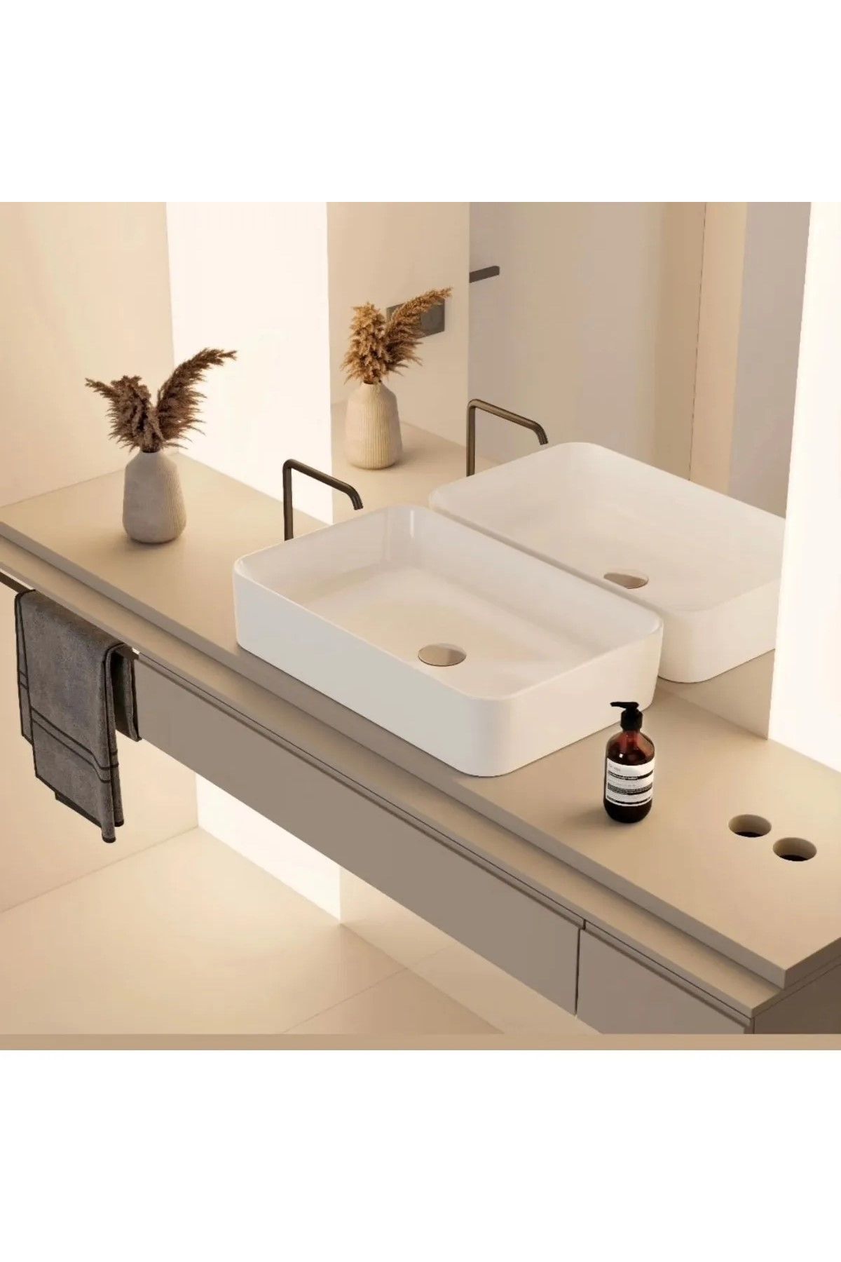 TURKUAZ Hera Tezgahüstü Lavabo 60x38 cm (Bataryasız Lavabo
