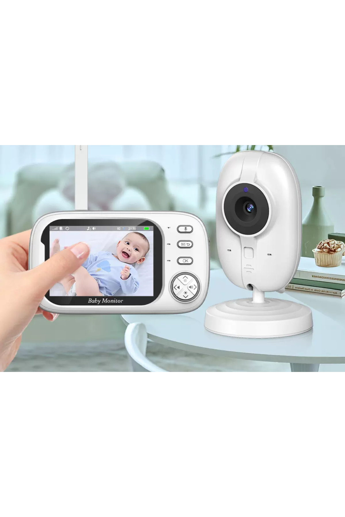 MATECHNO LCD Monitörlü Gece Görüşlü Bebek Kamerası Bebek İzleme Kamerası Oda Sıcaklığı Kontrollü Müzik Çalar fotoğrafı 2 (önizleme)