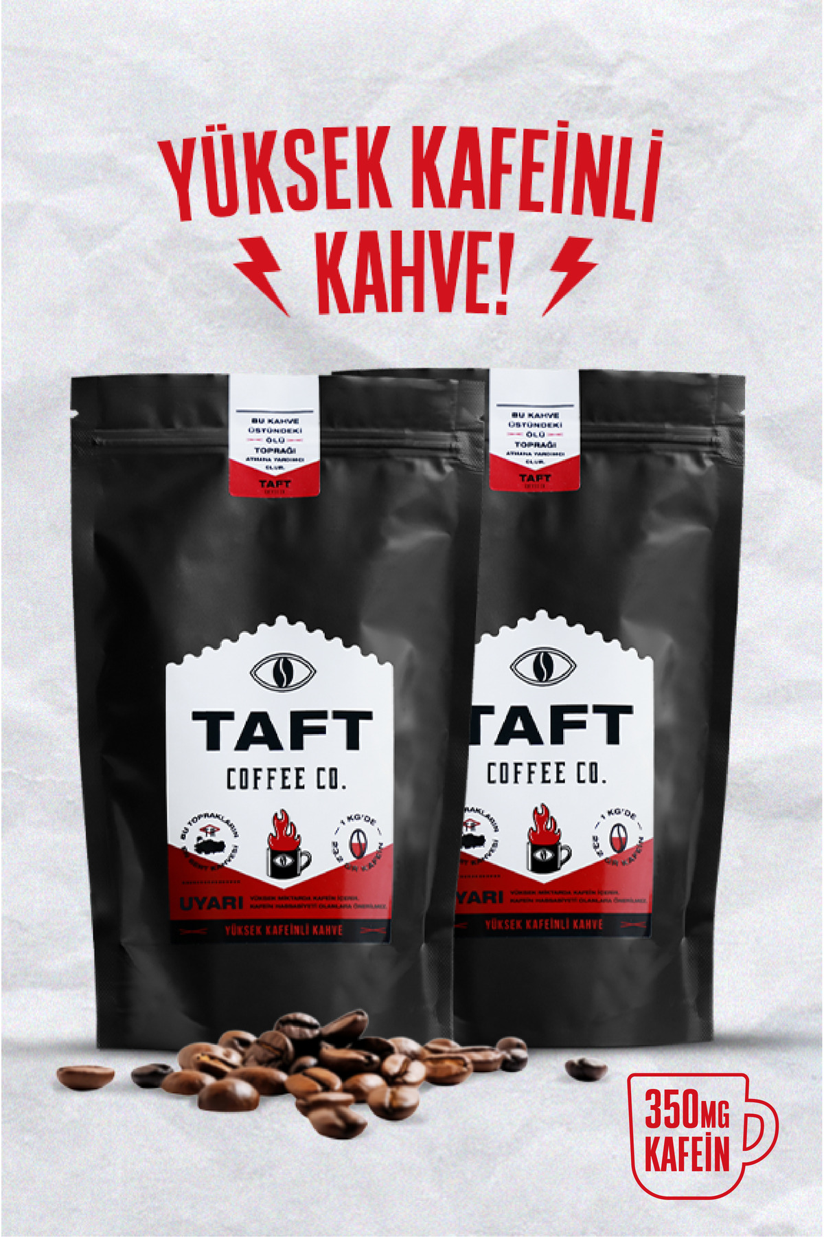 TAFT Coffee Co. 2-Piece Taft High Caffeine Filter Coffee 250gr.(Grounded For Moka Pot)