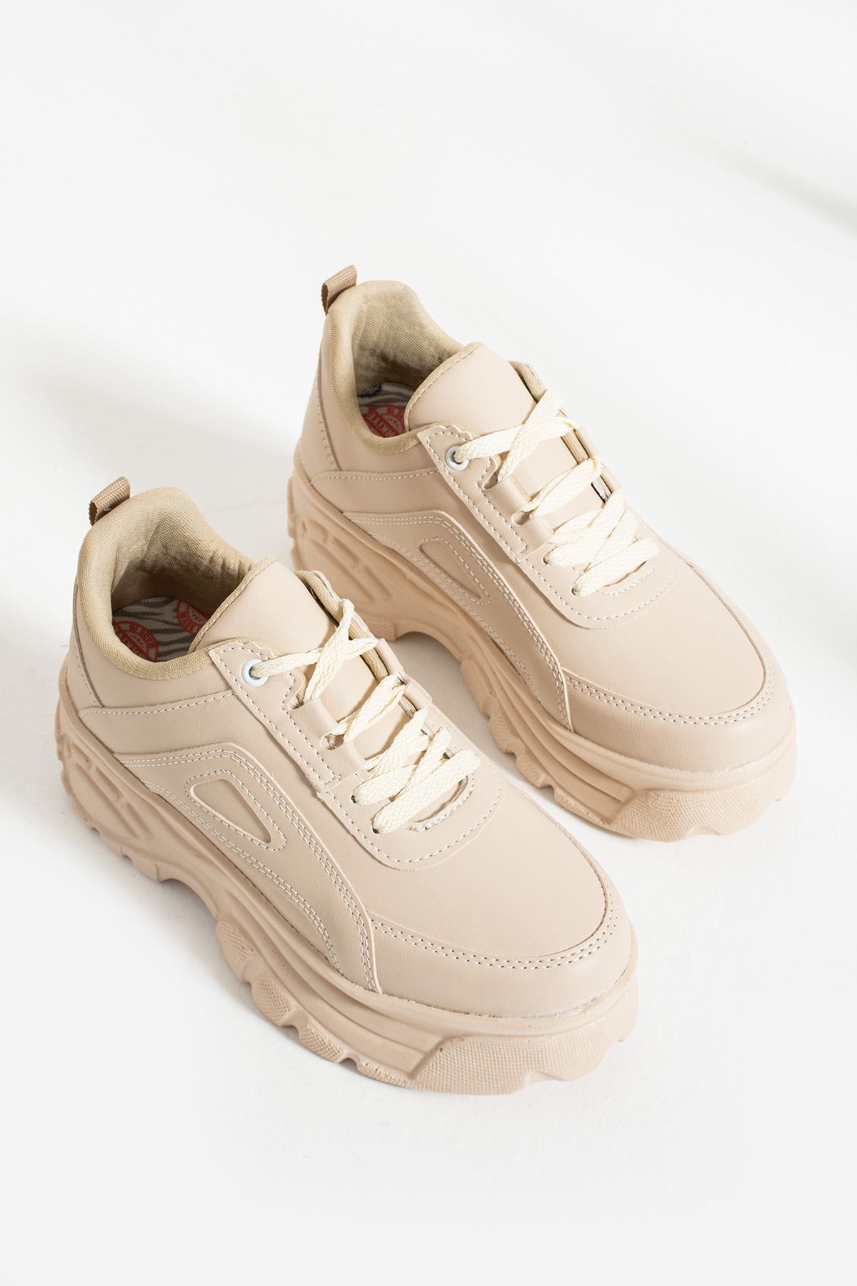 nan Ayakkab Women s Beige Color Shoes 6 Cm High Sole Trendyol