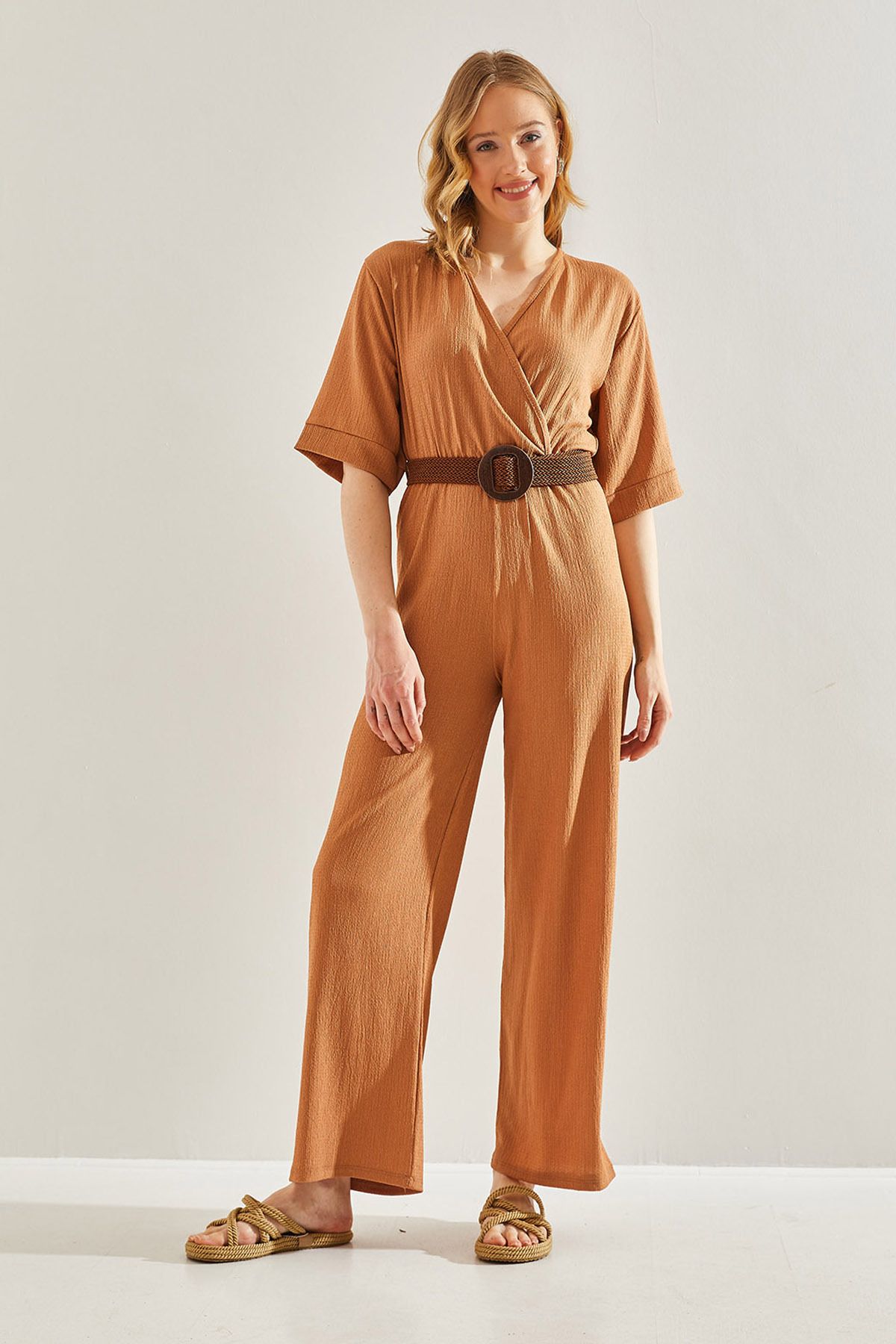 Bianco Lucci-Kétsoros galléros öves női jumpsuit -60221027 5